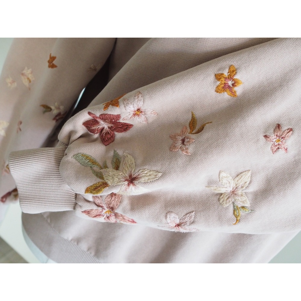 Driftwood Floral Embroidered Pink Sweatshirt Boho Cottagecore Small Good Rose - Picture 12 of 16